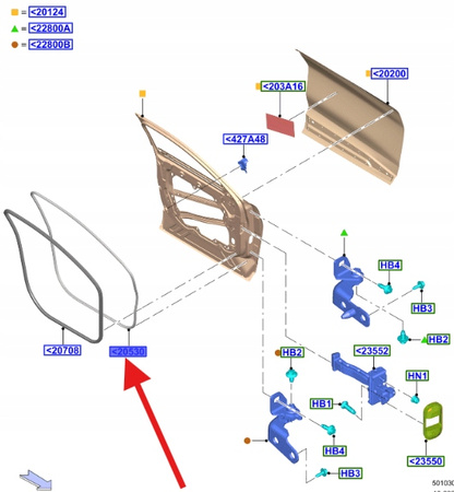 LEWA USZCZELKA DRZWI PRZÓD FORD MACH-E 2020- OE 2639186 _ LJ8B-R20531-AB