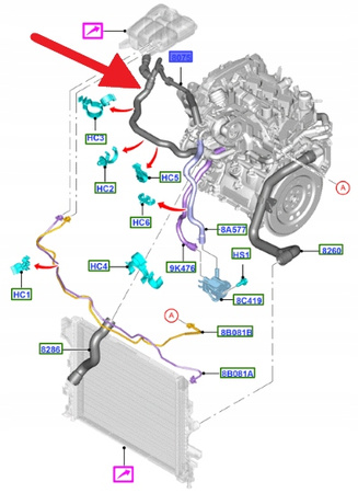 PRZEWÓD WODY 1.0 EB FORD CONNECT CMAX FOCUS 15- OE 2122838 _ DV61-8C351-VG