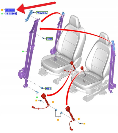 KLAMRA PAS BEZPIECZEŃSTWA PRZÓD KUGA 2020- 2416795 _ LV4B-S61209-AB3JA6