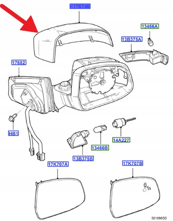 OBUDOWA LUSTERKA PRAWA FORD MONDEO 2010- OE 1699097 _ 8M51-17K746-AC5AXR
