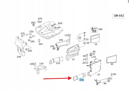 RURA DOLOT POWIETRZA SSĄCY LEWY DIESEL OM211 OM219 MERCEDES OE A6420944997