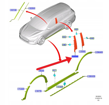 LISTWA PIONOWA DRZWI LEWY PRZÓD FORD FOCUS 2018- 2363957 _ JX7B-A20899-AD