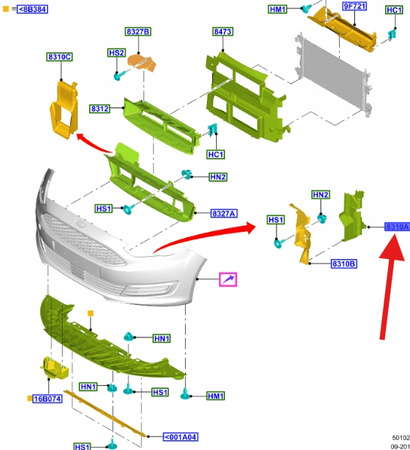 KIEROWNICA POWIETRZA PRAWA 2.0 TDCI CMAX FOCUS 14- 1866628 _ F1EB-8310-AB