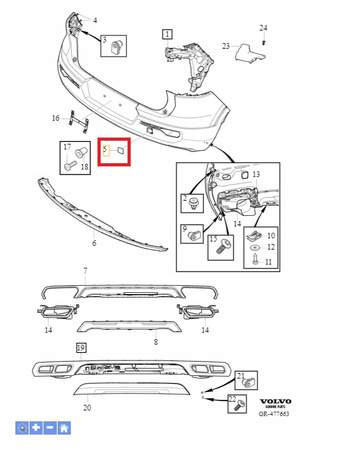 ZAŚLEPKA HAKA HOLOWNICZEGO ZDERZAKA TYŁ VOLVO EX40 XC40 18- C40 OE 31449335