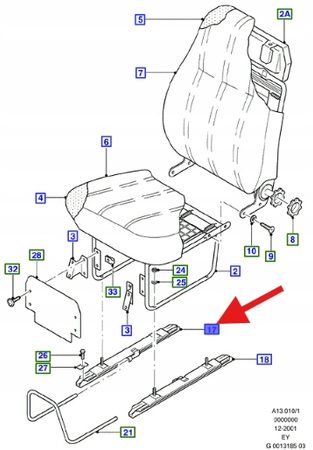 PROWADNICA FOTELA TRANSIT 1994- 2000 OE 1051852 _ 94VB-V61644-AB