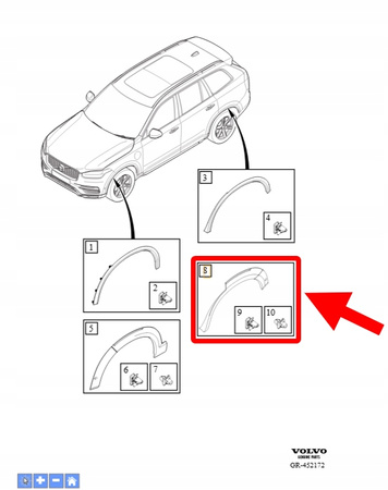 POSZERZENIE DOKŁADKA BŁOTNIKA LEWY TYŁ VOLVO XC90 2016- OEM/OE 31439114