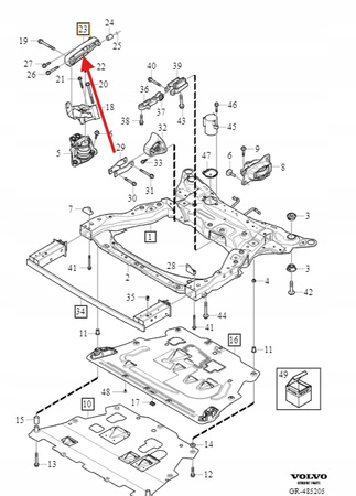 GÓRNA PODUSZA ŁAPA SILNIKA 2.0 D4 VOLVO S90 V90 2017- V60 XC90 OE 31460677