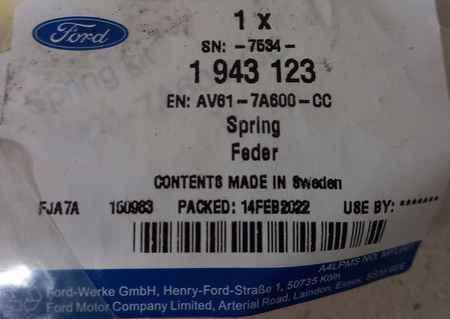 SPRĘŻYNA PEDAŁU SPRZĘGŁA 1.5L EB FORD C-MAX 2010- 1943123 _ AV61-7A600-CC