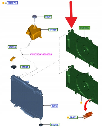 WENTYLATOR CHŁODNICY FORD B-MAX FIESTA 2008- 2145093 _ G1B1-8C607-AB