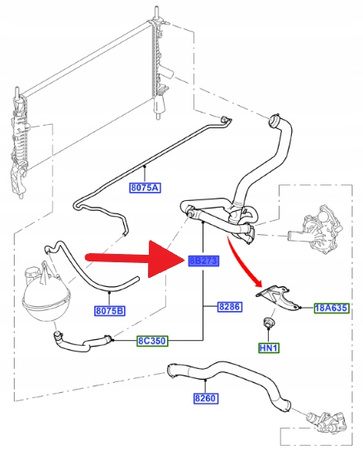 PRZEWÓD DOLNY CHŁODNICY 2.2 TDCi FORD TRANSIT 2006- 1469442 _ 6C11-8B273-BG
