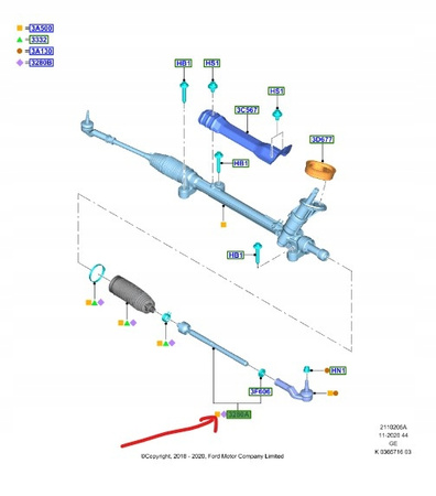 DRĄŻEK KIEROWNICZY RH LH FORD KUGA Mk3 FOCUS 2018- 2649120 _ JX6C-3D032-AB