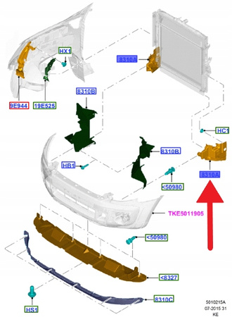 KIEROWNICA POWIETRZA LEWA FORD RANGER 2011- OE 1741238 _ AB39-8C285-AB