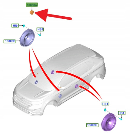 GŁOŚNIK DRZWI L P FORD MUSTANG EDGE SMAX 2015- OE 5277511 _ DS7T-18808-CA