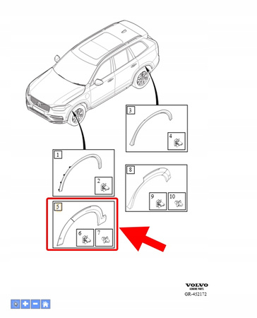 KRATKA ZDERZAKA CHROM LEWY PRZÓD VOLVO XC90 2016-2019 OEM/OE 31383044