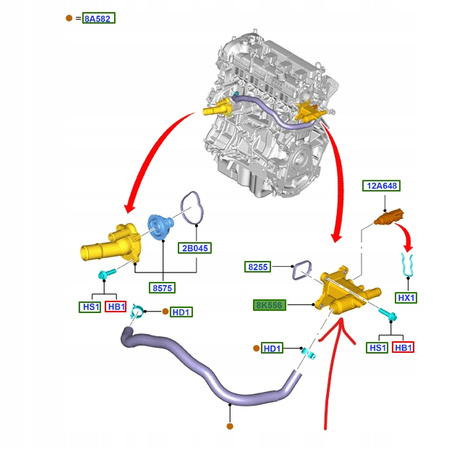 OBUDOWA TERMOSTATU 2.0 EB FORD FOCUS KUGA 14- S-MAX 5198498 _ CJ5E-8K556-AB
