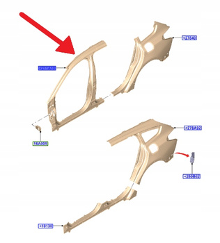 RAMA DRZWI PRAWY PRZÓD FORD FOCUS KOMBI 2018- OE 2206877 _ JX7B-N278A98-AA