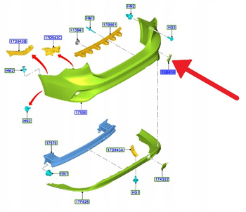 ODBLASK PRAWY TYŁ PDC FORD FOCUS SEDAN 2018- 2195827 _ JX7B-13B414-DA