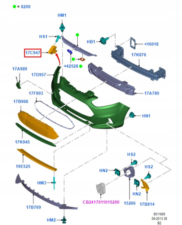 ŚLIZG ZDERZAKA PRZÓD LEWY FORD B-MAX 2012-2017 _ 1861734 _ AV11-17D959-AE