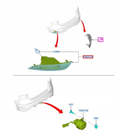 LAMPA PRZECIWMGIELNA LEWY TYŁ FOCUS LIFT Mk3 2014- _ 1868317 _ F1EB-15K273-AB