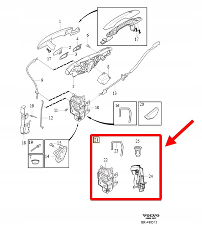 ZESTAW ZAMEK DRZWI LEWY PRZÓD VOLVO XC90 2016- XC60 XC40 OEM/OE 32353631