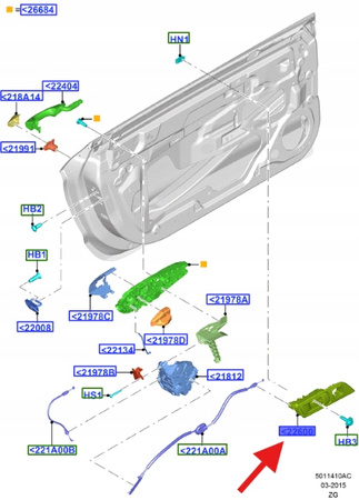 KLAMKA WEWN. DRZWI LEWA FORD MUSTANG 15- 17 1909527 _ FR3B-6322601-AF3ZHE
