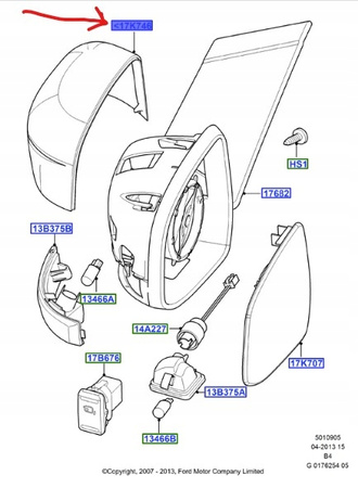 OBUDOWA LUSTERKA PRAWEGO FORD FOCUS Mk2 2007-2011 _1539410_8M51-17K746-BC