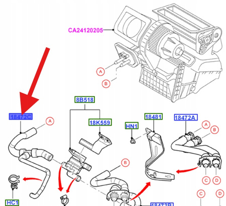 PRZEWÓD NAGRZEWNICY 1.6 EB FORD MONDEO SMAX 11- OE 1753530 _ BG91-18C266-BA