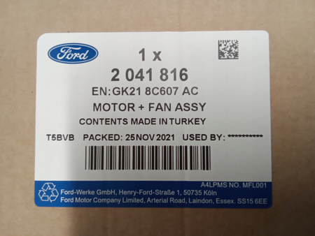 WENTYLATOR CHŁODNICY FORD TRANSIT Mk7 Mk8 CUSTOM 2041816 _ GK21-8C607-AC