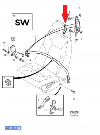 Przelotka pasa kierowcy Volvo OE 39873711