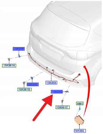 CZUJNIK PARKOWANIA PDC TYŁ FIESTA KUGA FOCUS 2011- 2489130 _ LT1T-15K859-AA