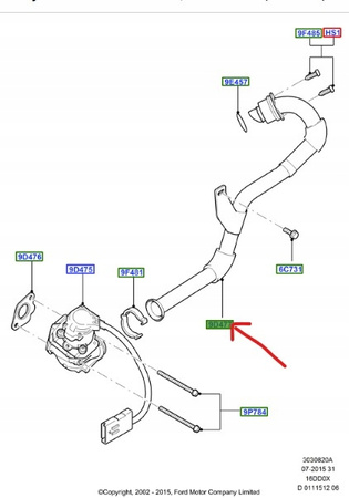 PRZEWÓD EGR FORD FOCUS Mk2 C-MAX Mk1 FIESTA Mk6Mk7 _ 1229958 _ 3M5Q-9D477-AA