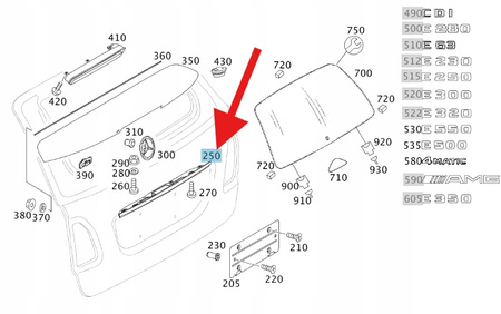 CHROMOWANA LISTWA KLAPY TYŁ MERCEDES E W211 OE A2117400593