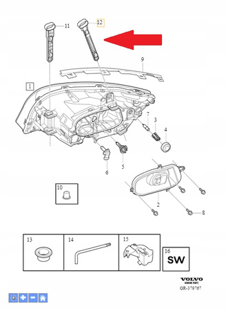 Mocowanie zewnętrzne lampy Volvo S60, V60 31294521