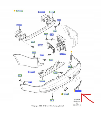ODBLASK PRAWY TYŁ FORD GALAXY MK3 2006-2015 1675882 _ 6M21-515B0-AB