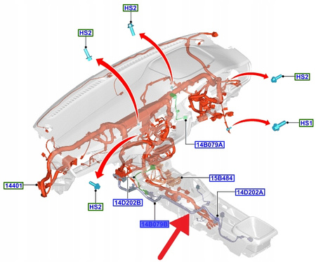 PRZEWÓD KONSOLI HUB FORD FOCUS MK4 2018- OE 2488162 _ JX6T-14B079-GBUG