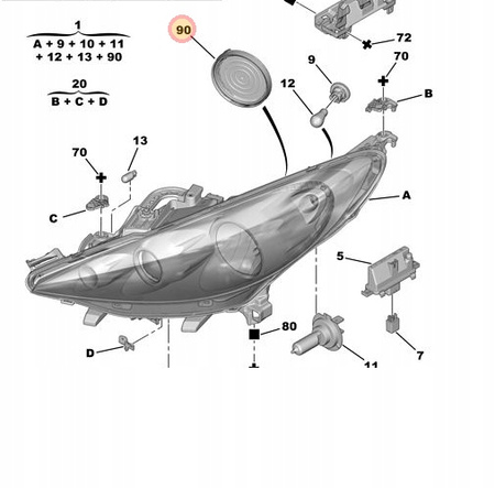 ŚWIATŁO DO JAZDY DZIENNEJ LEWE LED CITROEN C3 OE 9833480680