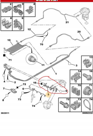 Oryginalny Przewód Paliwowy Citroen 1,6 HDI OE 9808082280
