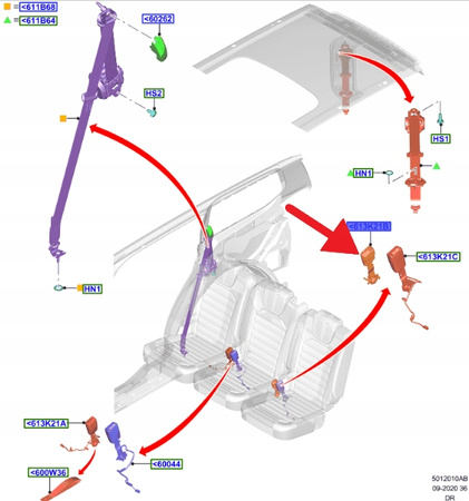 KLAMRA PASA ŚRODEK 2 RZĄD FORD SMAX GALAXY 15- OE 2290748 _ EM2B-R60044-DF
