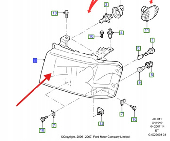 REFLEKTOR PRAWA STR FORD RANGER 2006- 4931275 _ 6M34-13100-CC
