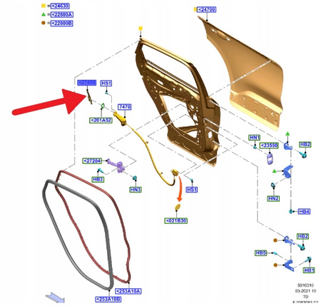 OSŁONA KRAWĘDZI DRZWI LEWY TYŁ FORD KUGA 2020- 2453033 _ LV4B-S265B17-AA