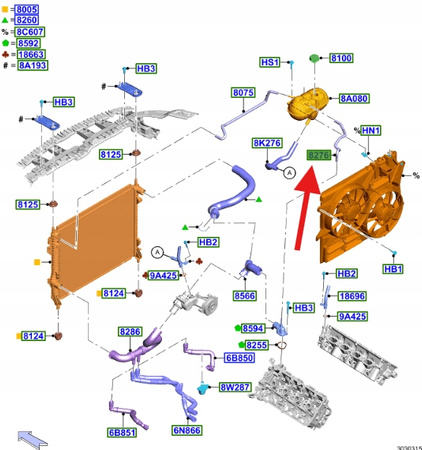 PRZEWÓD CHŁODNICY 2.3 5.0 FORD MUSTANG MK6 2017- OE 2234553 _ JR33-8276-BB