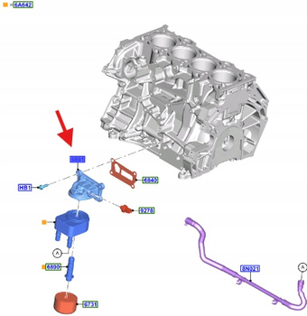 PODSTAWA FILTRA OLEJU 2.5L HYBRID KUGA S-MAX GALAXY 2413973 _ LX6E-6884-AB