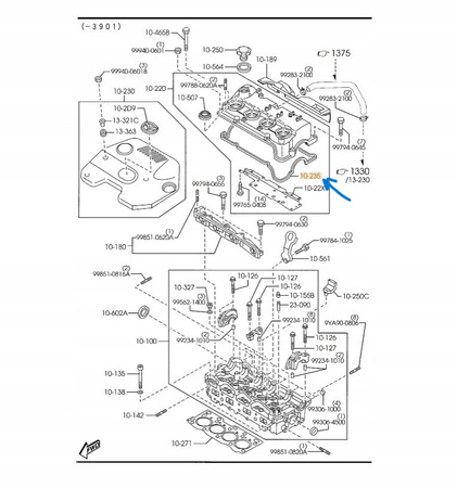 Uszczelka pokrywy zaworów -Mazda 6 GG GY Mazda MPV_RF5C10235