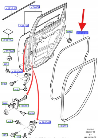USZCZELKA DRZWI LEWY TYŁ FORD C-MAX FOCUS 2003- OE 1493363 _3M51-R247A15-AJ
