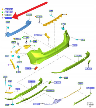 ŚLIZG ZDERZAKA LEWY TYŁ FORD FOCUS HATCHBACK 18- 2371138 _ KX7B-17F767-A1A