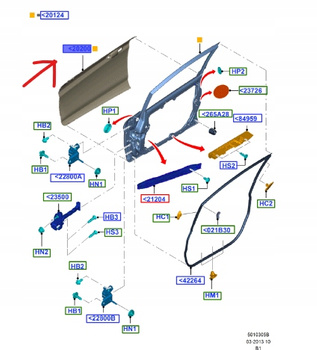 POSZYCIE DRZWI PRAWY PRZÓD FORD FIESTA MK7 2008- 1801608 _ 8A61-A20204-AE