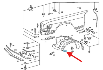 USZCZELKA NADKOLA PRZÓD TYŁ MERCEDES W124 W107 W129 W220 OE A1078840198