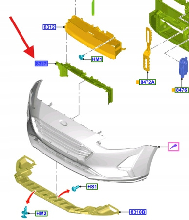 DEFLEKTOR POWIETRZA PRZÓD FORD FOCUS MK4 2018- 2316820 _ JX7B-8314-AF