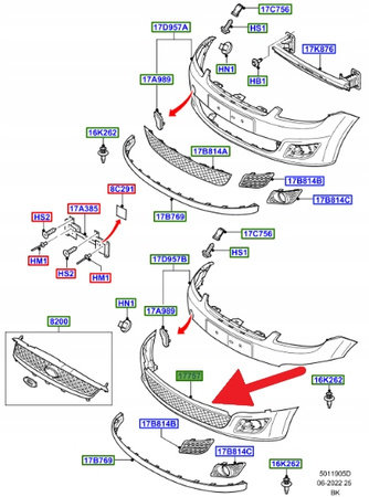 PRZEDNI ZDERZAK DOLNY FORD FIESTA 2005- OE 1375873 _ 6S61-17757-CC55MW