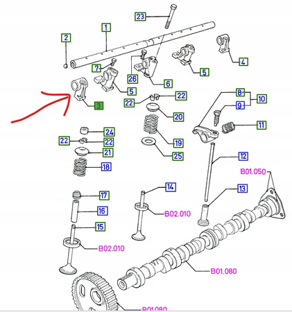 WSPORNIK WAŁKA DŹWIGNI ZAWORÓW FORD TRANSIT 84-00_6125700_844F-6531-AB